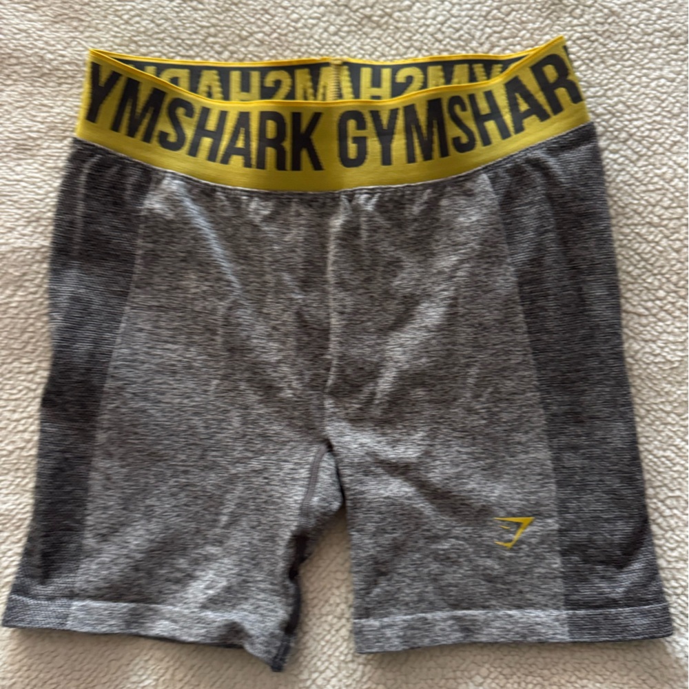 Gymshark Flex Heather Gray Shorts with Yellow Band